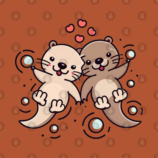 Significant Otters Otters Holding Hands by Clouth Clothing 