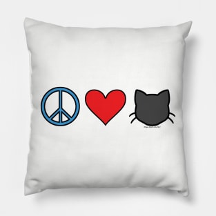 Peace Love Cats - Black Pillow