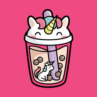 Bubble Tea with Cute Kawaii Unicorn Inside T-Shirt