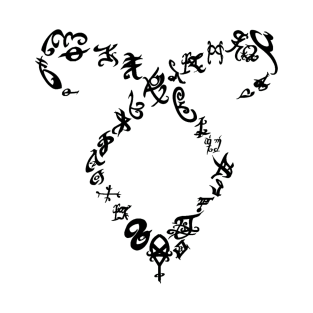 Shadowhunters rune / The mortal instruments - Angelic power rune shape with runes (black) - Parabatai - gift idea T-Shirt