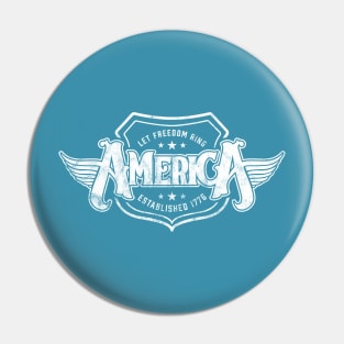 America - Shield Design (Worn White on Blue) Pin