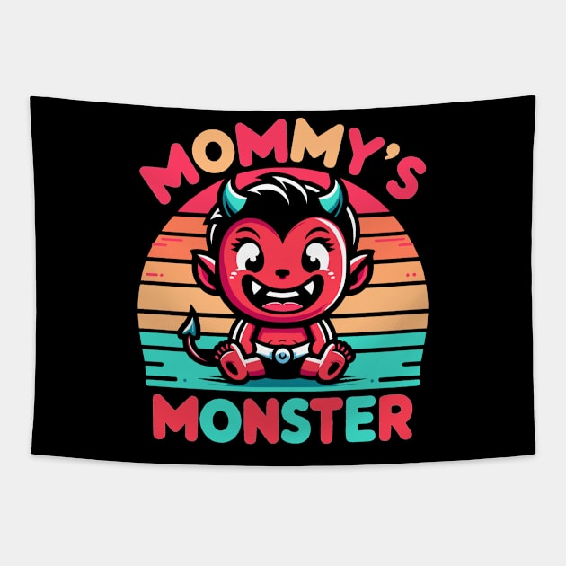 Mommy's Monster | Cute mischief baby boy design | Mama and baby boy bond Tapestry by Nora Liak