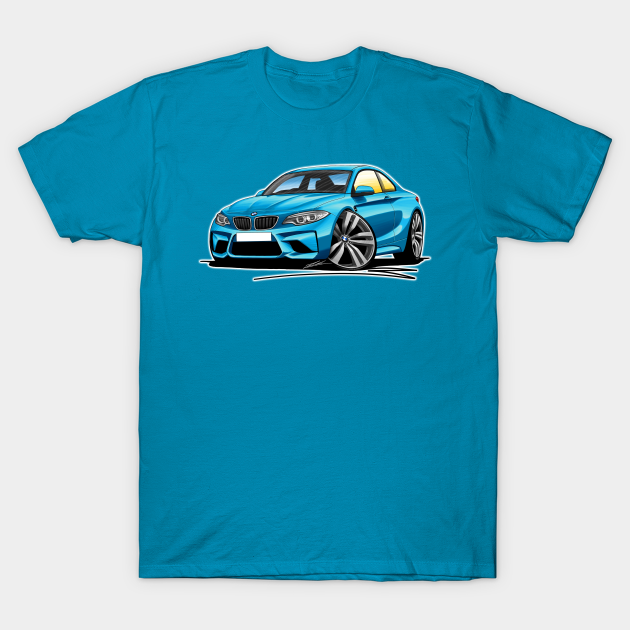 BMW M2 (F87) Blue Caricature Car Art - Bmw M2 - T-Shirt | TeePublic