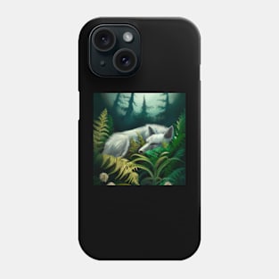 White wolf among the ferns Phone Case