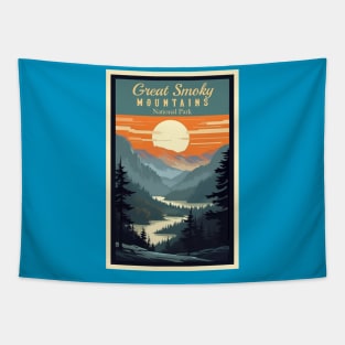 Great Smoky Mountains national park vintage travel poster Tapestry