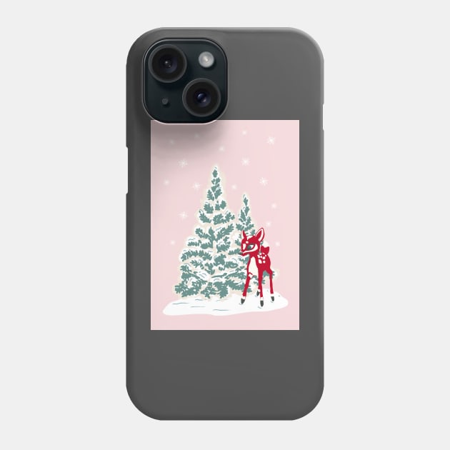 Vintage Christmas Tree Cookies with Baby Deer Cake Decoration Phone Case by NattyDesigns