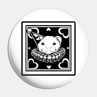 Love Ferret In White - Black Outlined Version Pin