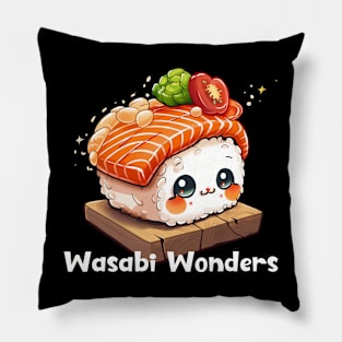 Cute Wasabi Wonders Kawaii Chibi Sushi Japanese Food Pillow