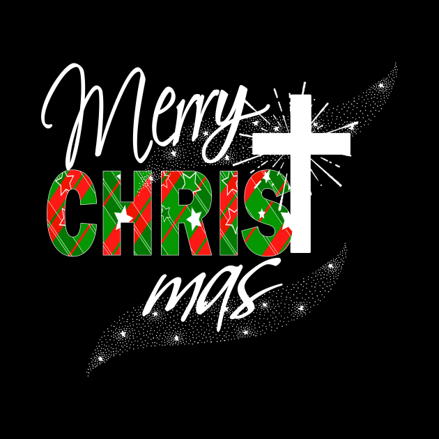 Christian Christmas Holiday Merry Christmas Plaid Cross Gift by Kimmicsts