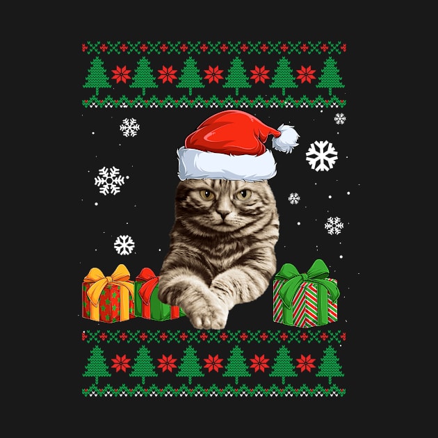 Funny Cat Cute Cat Santa hat Ugly Christmas Sweater by TeeBlade