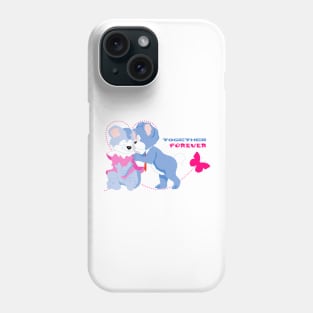 Blue cute bear together forever kissing Phone Case