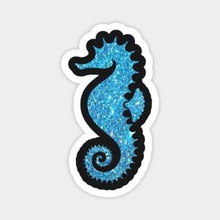 Light Blue Faux Glitter Seahorse Magnet