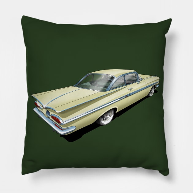 1959 Chevrolet Impala in Classic Cream Pillow by candcretro