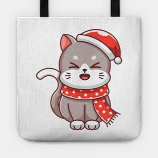 Cute cats with a scarf for Christmas and winter Tote