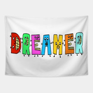 Big Cool Dreamer Cute Fun Dancing Letters Tapestry