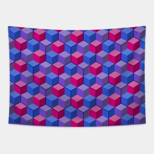 Cubes and Hexagons (Pink, Purple, Blue) Tapestry