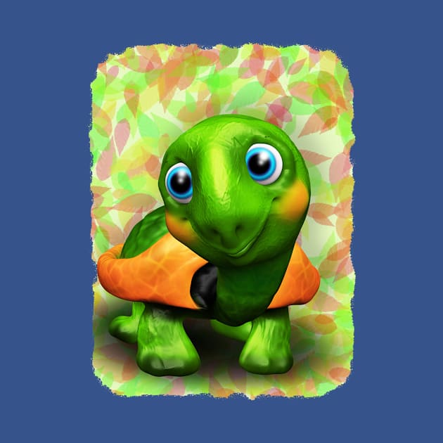 Green Turtle Baby 3D by BluedarkArt