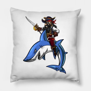 Pirate Captin Riding Shark Ocean Pillow