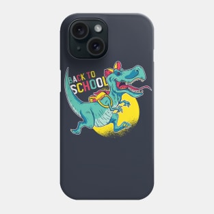 Back to school, Funny Dinosaur going to school Phone Case