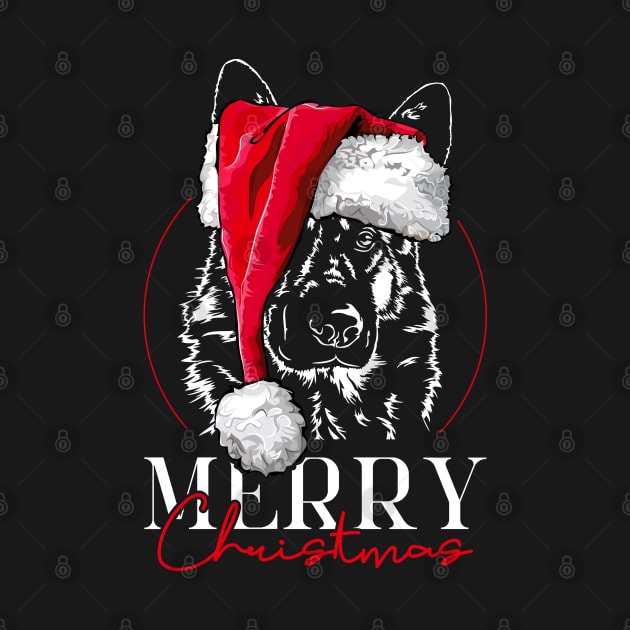 Santa German Shepherd Merry Christmas dog mom gift present by wilsigns