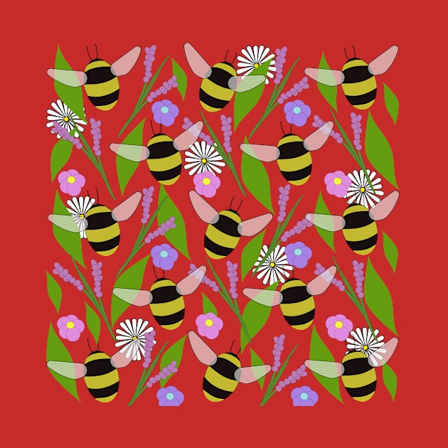 Bumble bee in wild flowers by designInk