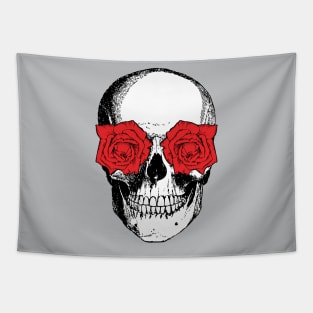 Skull and Roses | Skull and Flowers | Skulls and Skeletons | Vintage Skulls | Red Roses | Tapestry