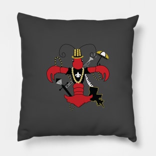 New Orleans Red Louisiana Crawfish Fleur de Lis Pillow