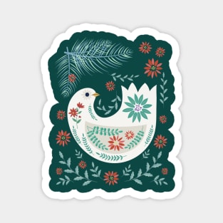 Folk Art Christmas Dove Magnet