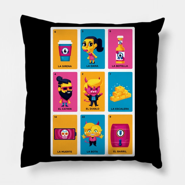 La Loteria Moderna Pillow by Inkbyte Studios