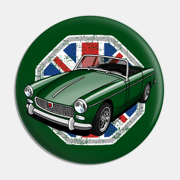 Classic british sports car with Union Jack background Pin by jaagdesign