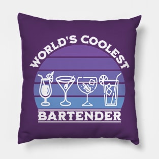 World's Coolest Bartender cool sunset design Pillow