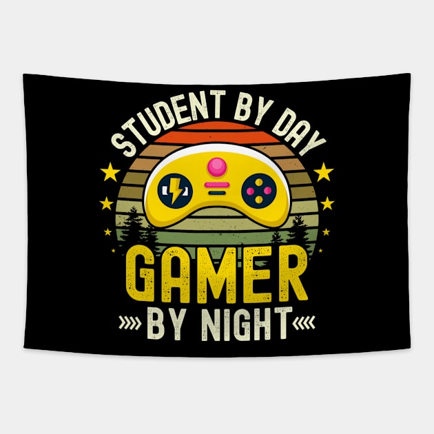 student Lover by Day Gamer By Night For Gamers Tapestry by ARTBYHM