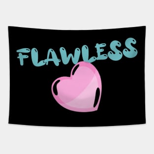 FLAWLESS (blue bubble text, pink heart) Tapestry