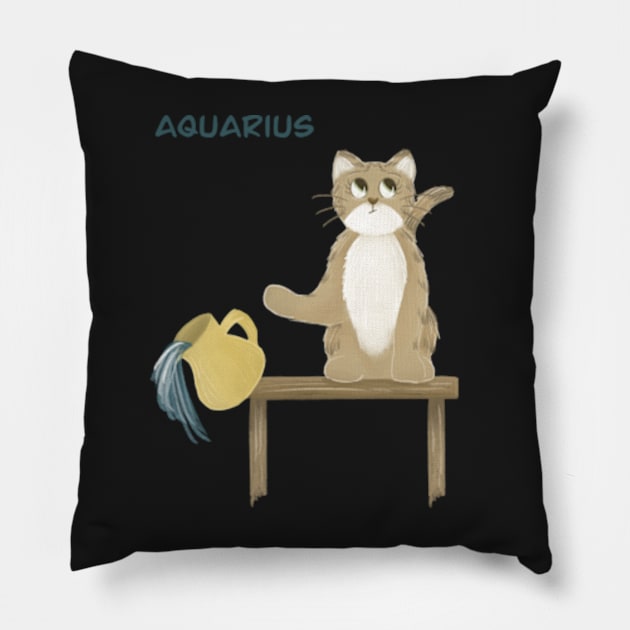 Aquarius cat Pillow by AbbyCatAtelier