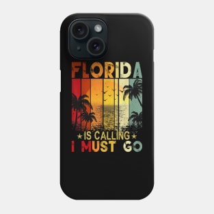 Florida Is Calling And I Must Go Retro Palm Trees Florida Phone Case