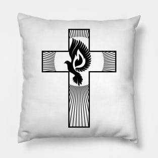 The cross of Jesus and the dove - a symbol of the Holy Spirit Pillow