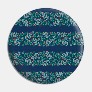 Mistletoe Christmas Stripes Blue Pin