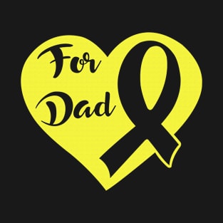 Heart Love For Dad Testicular Cancer Awareness Peach Ribbon Warrior T-Shirt