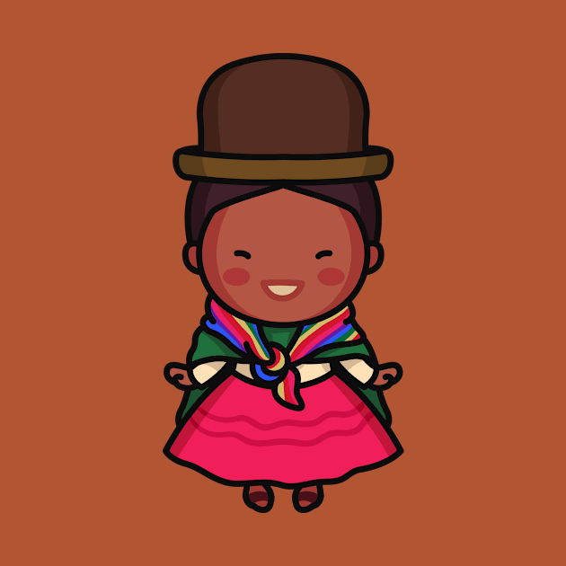 Cute Bolivian Village Woman in Traditional Clothing Cartoon by SLAG_Creative