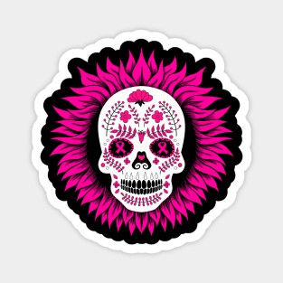 breast cancer oink sugar skull sunflower Magnet