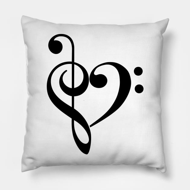 Treble Clef & Bass Clef Heart Pillow by heartlocked