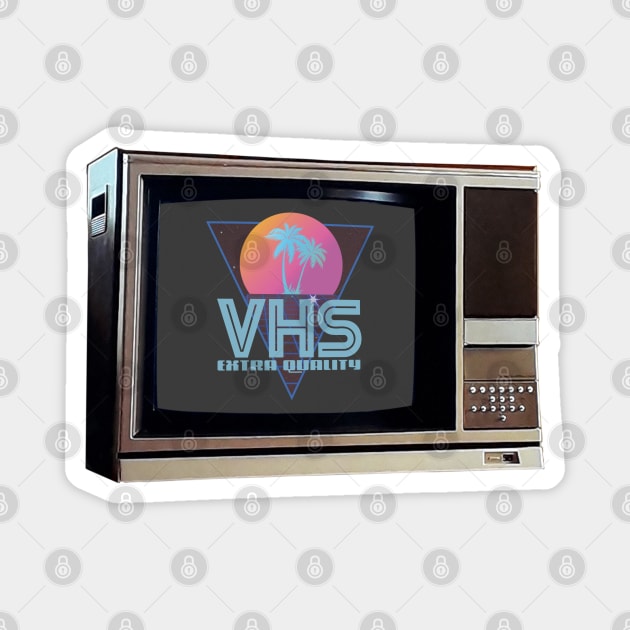 TV SET / VHS #2 (palms & grid) (GLITCHED) Magnet by RickTurner