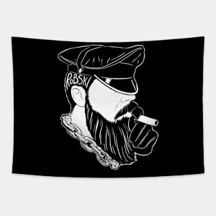 Smoking leather daddy - white lines Tapestry