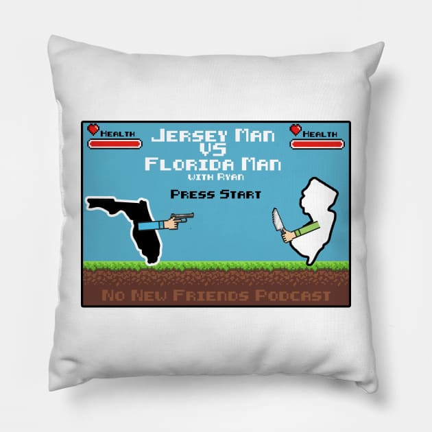 8 Bit Jersey Man VS Florida Man Pillow by No New Friends Podcast