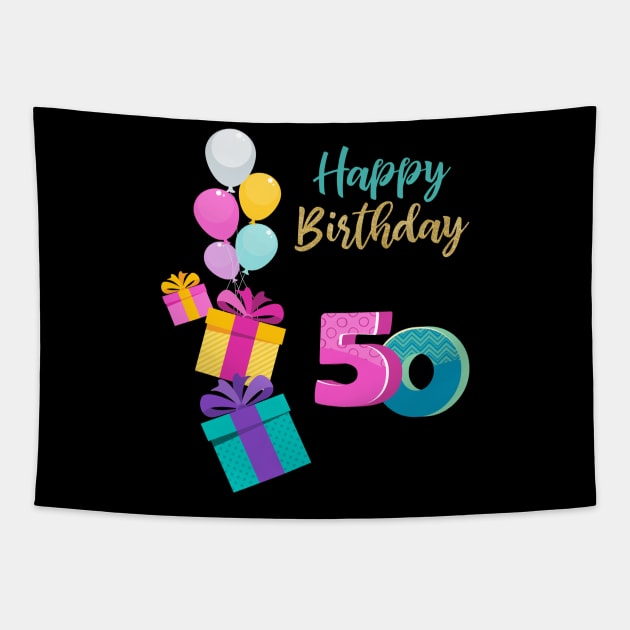 Happy 50th Birthday Tapestry by RioDesign2020