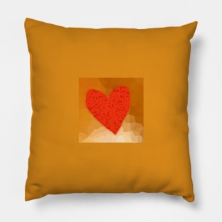 Small Red Heart on Gold Mosaic Pillow