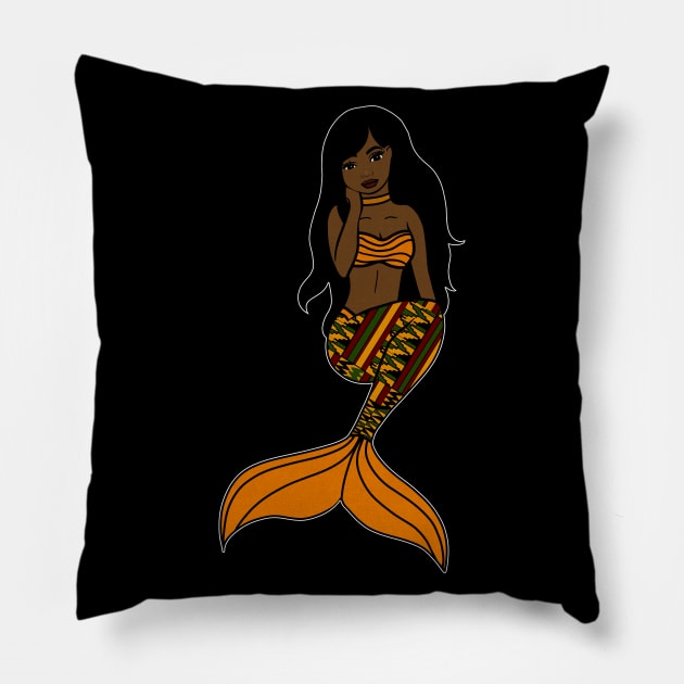 Afro Black Mermaid, Black Girl Magic Pillow by dukito