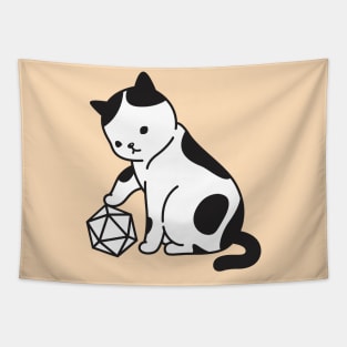 Cute Cat with Polyhedral D20 Dice Tapestry