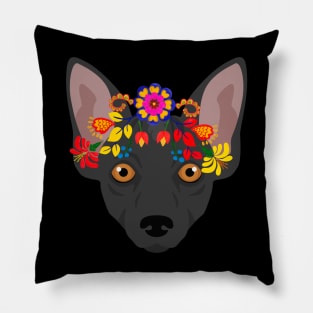 Floral Xolo Dog Portrait Pillow