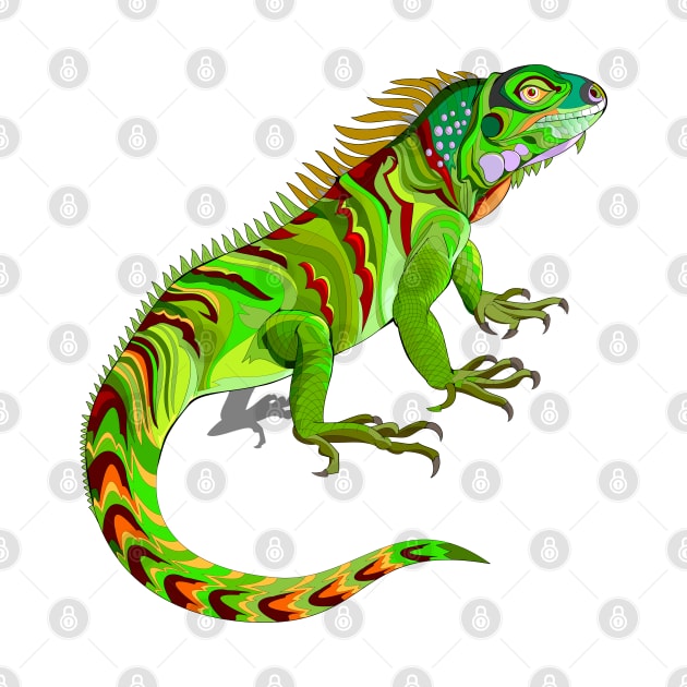 Illustration of green iguana. by Artist Natalja Cernecka
